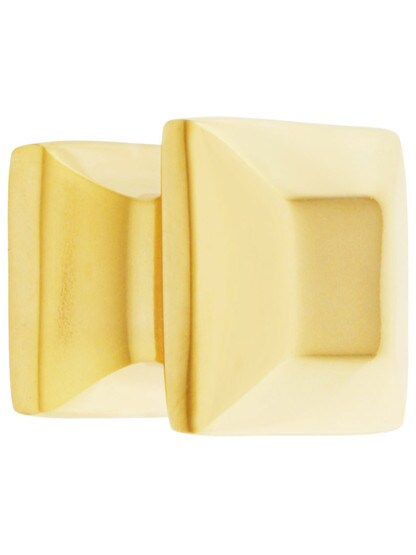 Small Mission Cabinet Knob - 3/4 inch Square in Polished Brass.